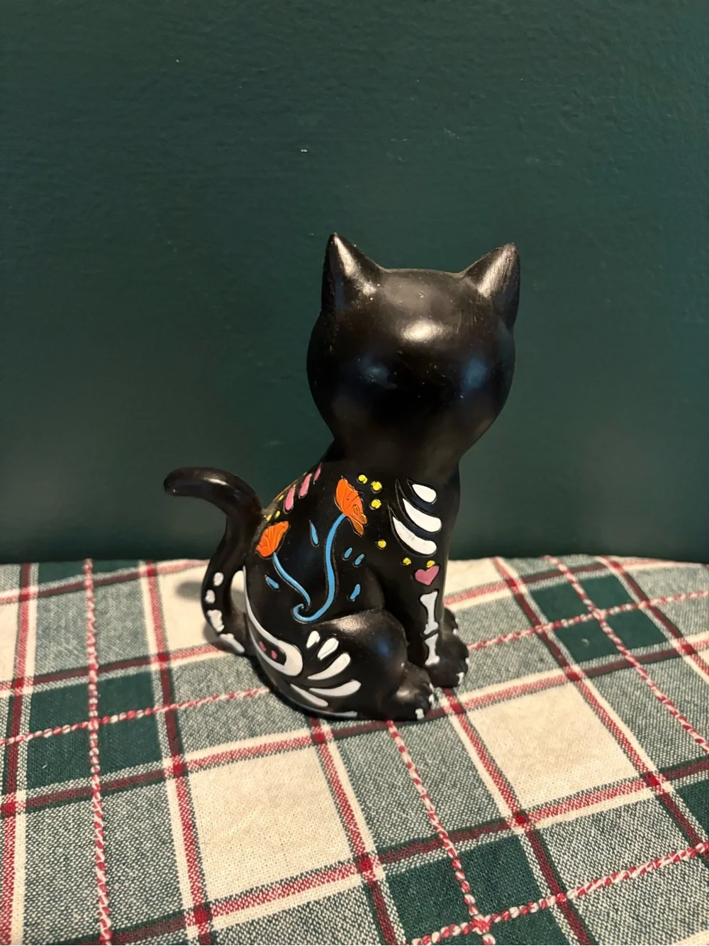 Decorative Black Day of the Dead Cat Figurine
